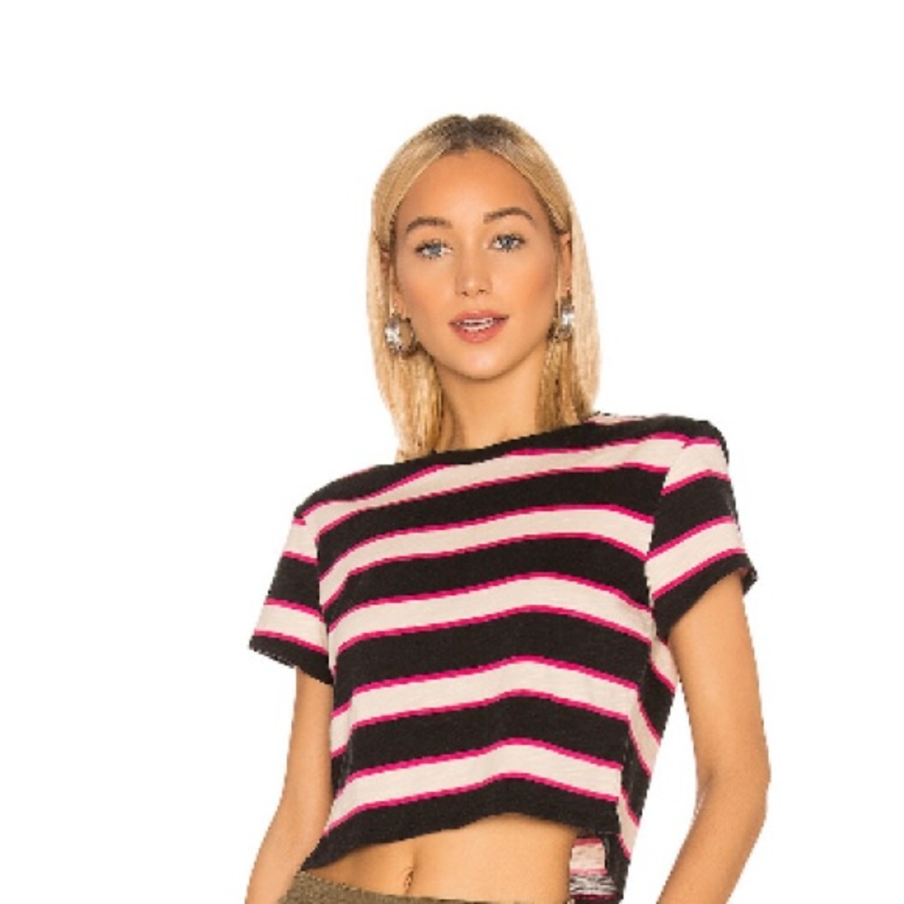 Pam & Gela Striped Black and Pink Women's Top